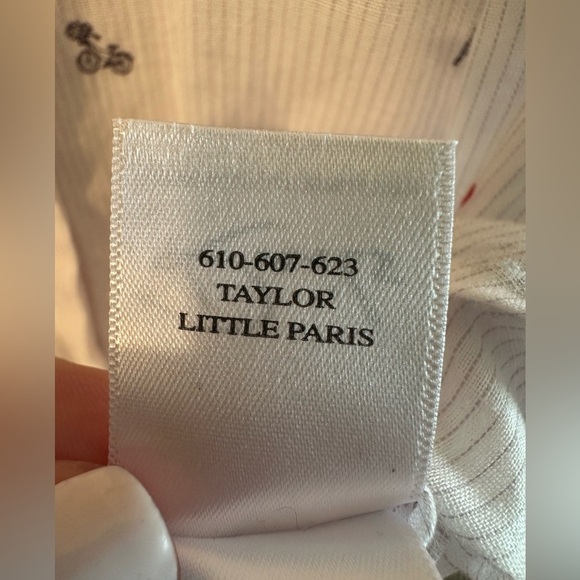 RAILS XS Taylor Little Paris Motif White Pinstripe Eiffel Tower Bicycle Whimsy - Picture 7 of 14